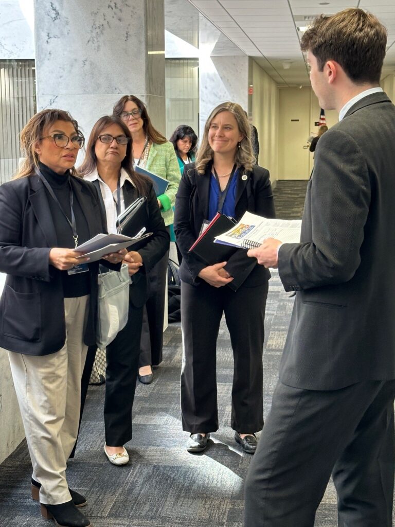 Mayor Beltran speaking to Senator Padilla's staff